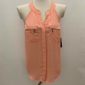 INC International Concepts Women's Top 4 Orange Peach Sleeveless NWT